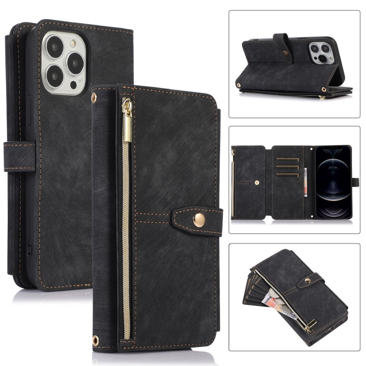 Custodia per cellulare in pelle con cerniera per portafoglio da 9 carte da sogno, For iPhone 12, For iPhone 12 Pro, For iPhone 12 Pro Max, For iPhone 11