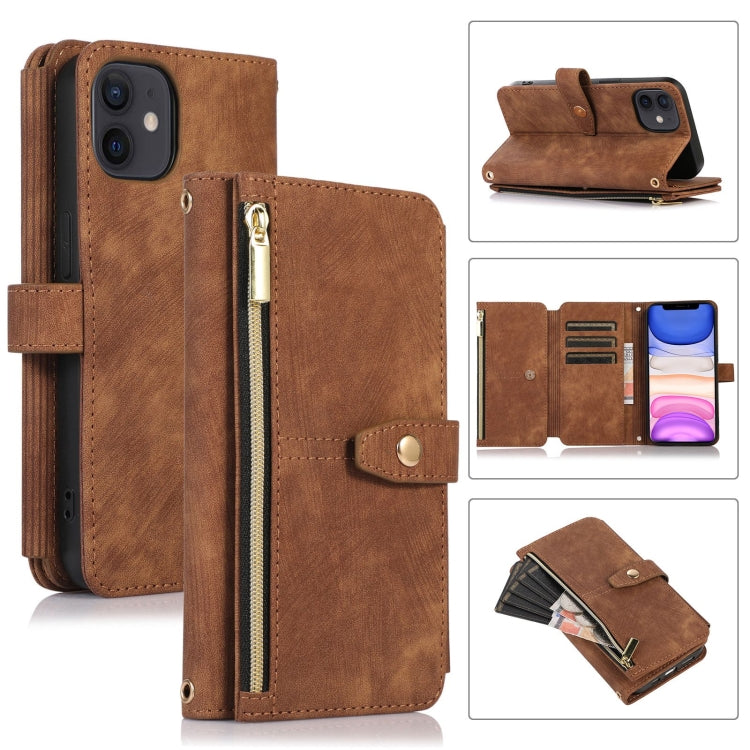 Custodia per cellulare in pelle con cerniera per portafoglio da 9 carte da sogno, For iPhone 12, For iPhone 12 Pro, For iPhone 12 Pro Max, For iPhone 11
