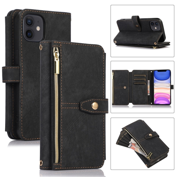 Custodia per cellulare in pelle con cerniera per portafoglio da 9 carte da sogno, For iPhone 12, For iPhone 12 Pro, For iPhone 12 Pro Max, For iPhone 11