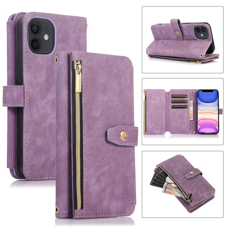 Custodia per cellulare in pelle con cerniera per portafoglio da 9 carte da sogno, For iPhone 12, For iPhone 12 Pro, For iPhone 12 Pro Max, For iPhone 11