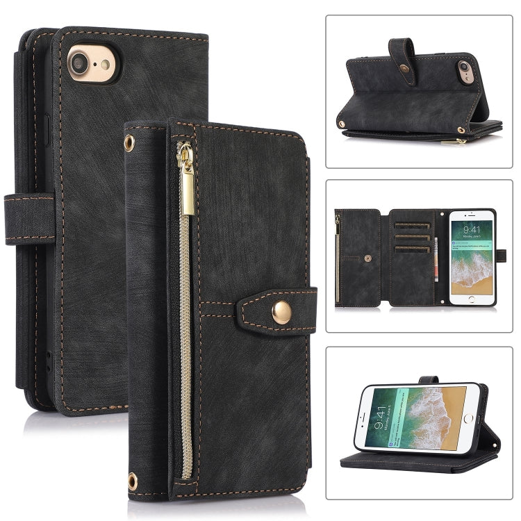 Custodia per cellulare in pelle con cerniera per portafoglio da 9 carte da sogno, For iPhone XS Max, For iPhone SE 2022 / 2020 / 7 / 8, For iPhone 7 Plus / 8 Plus