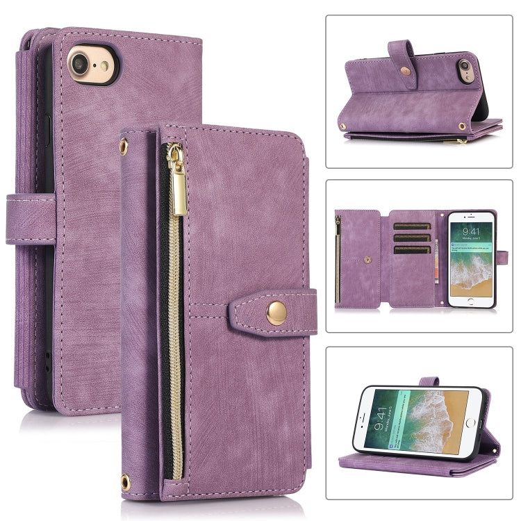 Custodia per cellulare in pelle con cerniera per portafoglio da 9 carte da sogno, For iPhone XS Max, For iPhone SE 2022 / 2020 / 7 / 8, For iPhone 7 Plus / 8 Plus