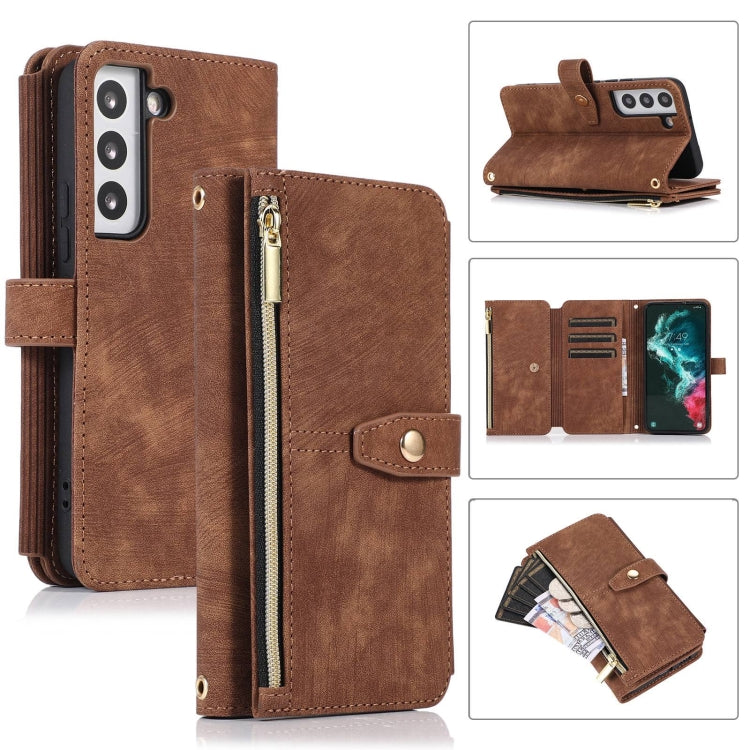 Custodia per cellulare in pelle con cerniera per portafoglio da 9 carte da sogno, For Samsung Galaxy S22+ 5G, For Samsung Galaxy S22 Ultra 5G, For Samsung Galaxy S21 5G, For Samsung Galaxy S21+ 5G