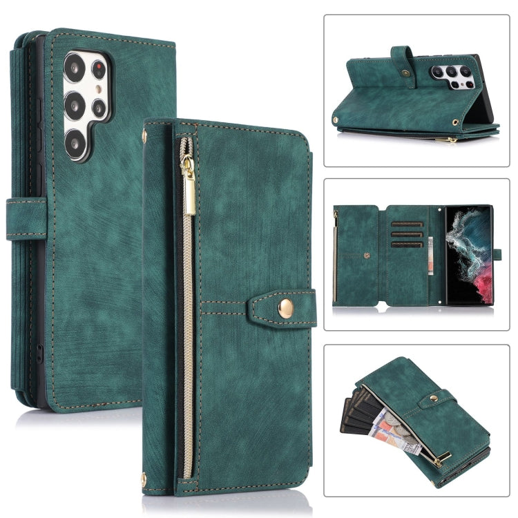 Custodia per cellulare in pelle con cerniera per portafoglio da 9 carte da sogno, For Samsung Galaxy S22+ 5G, For Samsung Galaxy S22 Ultra 5G, For Samsung Galaxy S21 5G, For Samsung Galaxy S21+ 5G