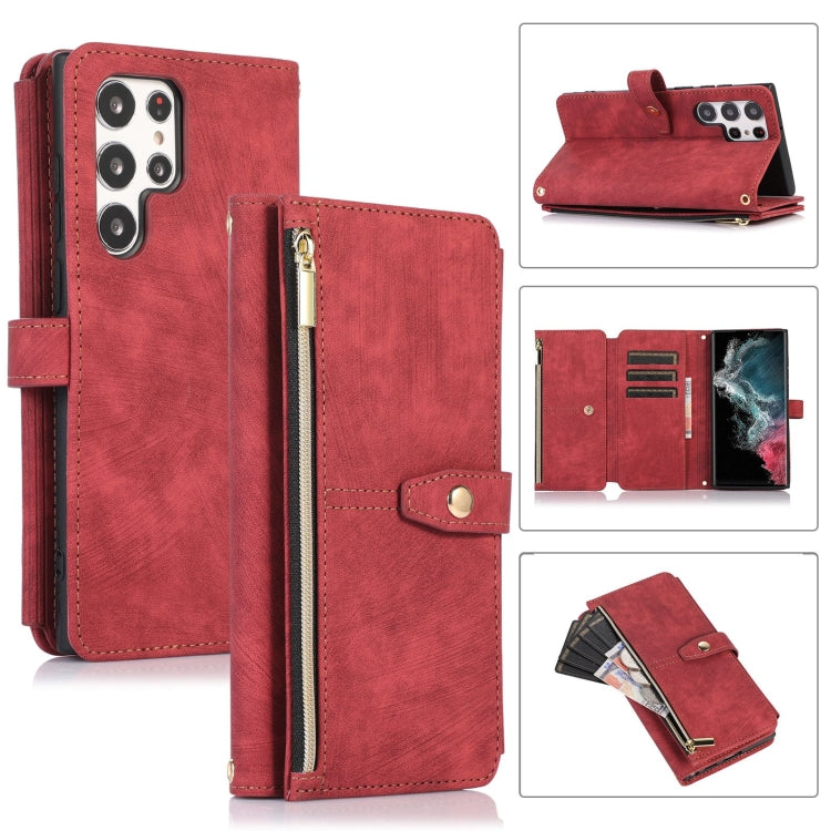 Custodia per cellulare in pelle con cerniera per portafoglio da 9 carte da sogno, For Samsung Galaxy S22+ 5G, For Samsung Galaxy S22 Ultra 5G, For Samsung Galaxy S21 5G, For Samsung Galaxy S21+ 5G