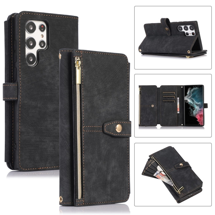 Custodia per cellulare in pelle con cerniera per portafoglio da 9 carte da sogno, For Samsung Galaxy S22+ 5G, For Samsung Galaxy S22 Ultra 5G, For Samsung Galaxy S21 5G, For Samsung Galaxy S21+ 5G