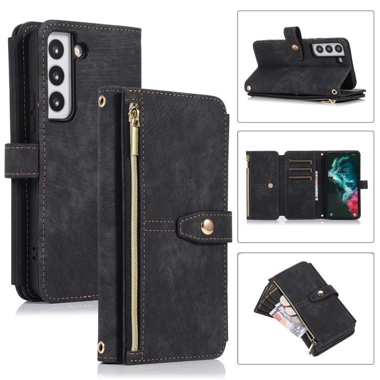 Custodia per cellulare in pelle con cerniera per portafoglio da 9 carte da sogno, For Samsung Galaxy S22+ 5G, For Samsung Galaxy S22 Ultra 5G, For Samsung Galaxy S21 5G, For Samsung Galaxy S21+ 5G
