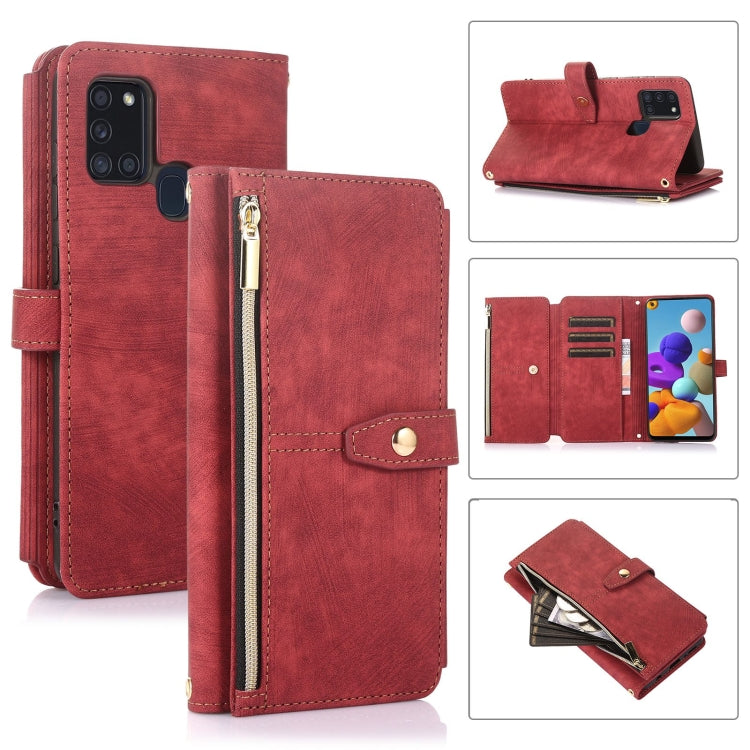 Custodia per cellulare in pelle con cerniera per portafoglio da 9 carte da sogno, For Samsung Galaxy A10, For Samsung Galaxy A21s, For Samsung Galaxy A72 4G / 5G