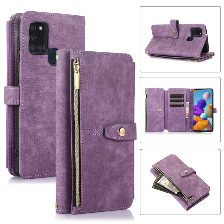 Custodia per cellulare in pelle con cerniera per portafoglio da 9 carte da sogno, For Samsung Galaxy A10, For Samsung Galaxy A21s, For Samsung Galaxy A72 4G / 5G