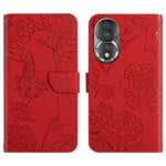 HT03 Cassa del telefono di cuoio di vibrazione impressa farfalla di sensibilità della pelle, For Honor 80, For Honor 80 Pro, For Honor 80 SE, For Motorola Moto G Play 2023