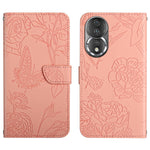 HT03 Cassa del telefono di cuoio di vibrazione impressa farfalla di sensibilità della pelle, For Honor 80, For Honor 80 Pro, For Honor 80 SE, For Motorola Moto G Play 2023