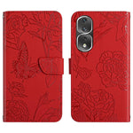 HT03 Cassa del telefono di cuoio di vibrazione impressa farfalla di sensibilità della pelle, For Honor 80, For Honor 80 Pro, For Honor 80 SE, For Motorola Moto G Play 2023