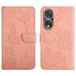 HT03 Cassa del telefono di cuoio di vibrazione impressa farfalla di sensibilità della pelle, For Honor 80, For Honor 80 Pro, For Honor 80 SE, For Motorola Moto G Play 2023