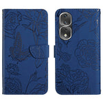 HT03 Cassa del telefono di cuoio di vibrazione impressa farfalla di sensibilità della pelle, For Honor 80, For Honor 80 Pro, For Honor 80 SE, For Motorola Moto G Play 2023