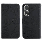 HT03 Cassa del telefono di cuoio di vibrazione impressa farfalla di sensibilità della pelle, For Honor 80, For Honor 80 Pro, For Honor 80 SE, For Motorola Moto G Play 2023