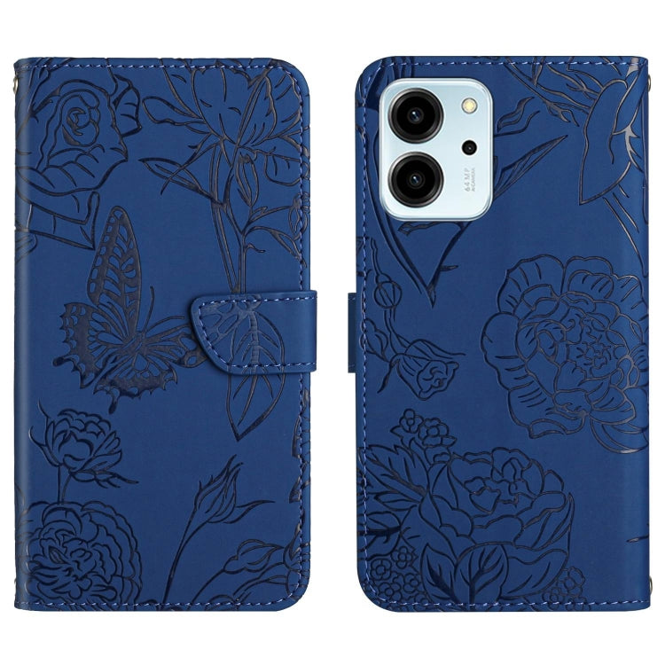 HT03 Cassa del telefono di cuoio di vibrazione impressa farfalla di sensibilità della pelle, For Honor 80, For Honor 80 Pro, For Honor 80 SE, For Motorola Moto G Play 2023