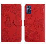 HT03 Cassa del telefono di cuoio di vibrazione impressa farfalla di sensibilità della pelle, For Honor 80, For Honor 80 Pro, For Honor 80 SE, For Motorola Moto G Play 2023