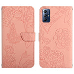 HT03 Cassa del telefono di cuoio di vibrazione impressa farfalla di sensibilità della pelle, For Honor 80, For Honor 80 Pro, For Honor 80 SE, For Motorola Moto G Play 2023