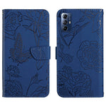 HT03 Cassa del telefono di cuoio di vibrazione impressa farfalla di sensibilità della pelle, For Honor 80, For Honor 80 Pro, For Honor 80 SE, For Motorola Moto G Play 2023
