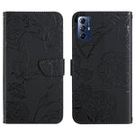HT03 Cassa del telefono di cuoio di vibrazione impressa farfalla di sensibilità della pelle, For Honor 80, For Honor 80 Pro, For Honor 80 SE, For Motorola Moto G Play 2023
