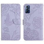 HT03 Cassa del telefono di cuoio di vibrazione impressa farfalla di sensibilità della pelle, For Honor 80, For Honor 80 Pro, For Honor 80 SE, For Motorola Moto G Play 2023