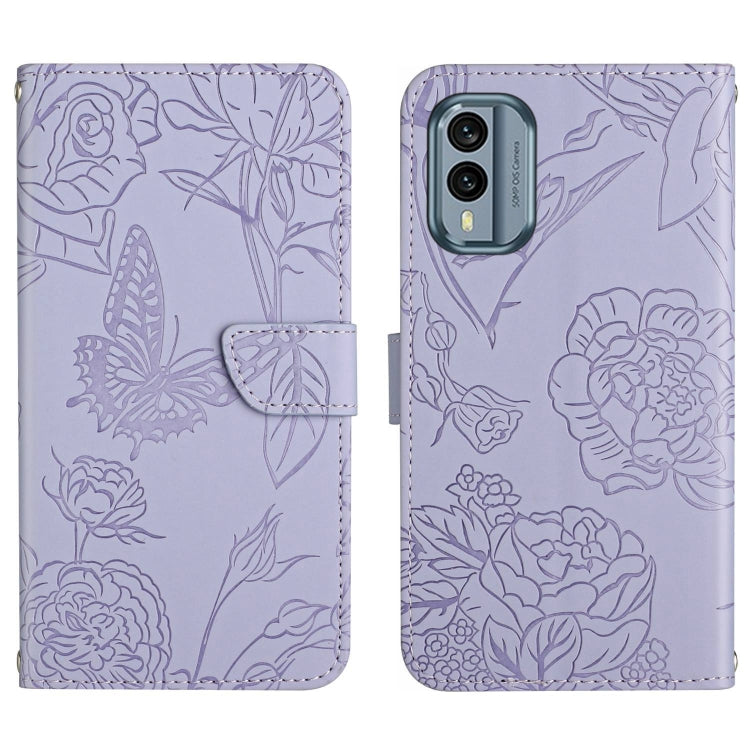 HT03 Cassa del telefono di cuoio di vibrazione impressa farfalla di sensibilità della pelle, For Nokia X30, For OPPO Reno9 / Reno9 Pro, For OPPO Reno9 Pro+, For Xiaomi 13