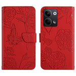 HT03 Cassa del telefono di cuoio di vibrazione impressa farfalla di sensibilità della pelle, For Nokia X30, For OPPO Reno9 / Reno9 Pro, For OPPO Reno9 Pro+, For Xiaomi 13