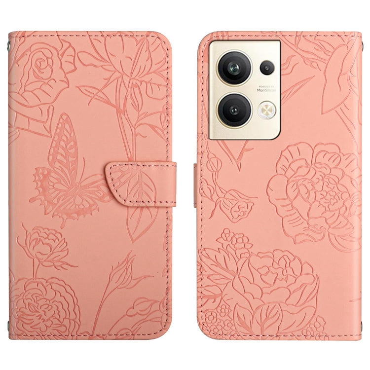 HT03 Cassa del telefono di cuoio di vibrazione impressa farfalla di sensibilità della pelle, For Nokia X30, For OPPO Reno9 / Reno9 Pro, For OPPO Reno9 Pro+, For Xiaomi 13