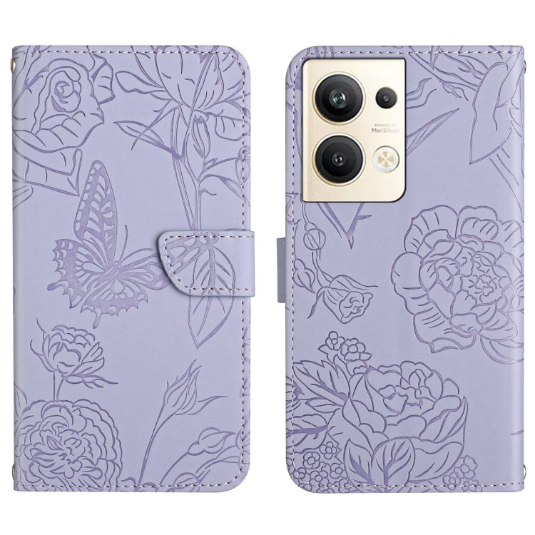 HT03 Cassa del telefono di cuoio di vibrazione impressa farfalla di sensibilità della pelle, For Nokia X30, For OPPO Reno9 / Reno9 Pro, For OPPO Reno9 Pro+, For Xiaomi 13