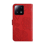 HT03 Cassa del telefono di cuoio di vibrazione impressa farfalla di sensibilità della pelle, For Xiaomi 13 Pro, For Samsung Galaxy A34 5G
