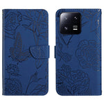 HT03 Cassa del telefono di cuoio di vibrazione impressa farfalla di sensibilità della pelle, For Xiaomi 13 Pro, For Samsung Galaxy A34 5G