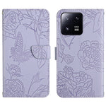 HT03 Cassa del telefono di cuoio di vibrazione impressa farfalla di sensibilità della pelle, For Xiaomi 13 Pro, For Samsung Galaxy A34 5G