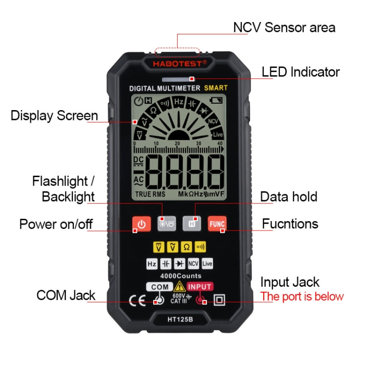 HABOTEST HT125B High Precision Mini Digital Universal Meter, HT125B