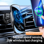 Supporto per telefono da auto con caricabatterie wireless a induzione intelligente V5 15W, V5 15W Black