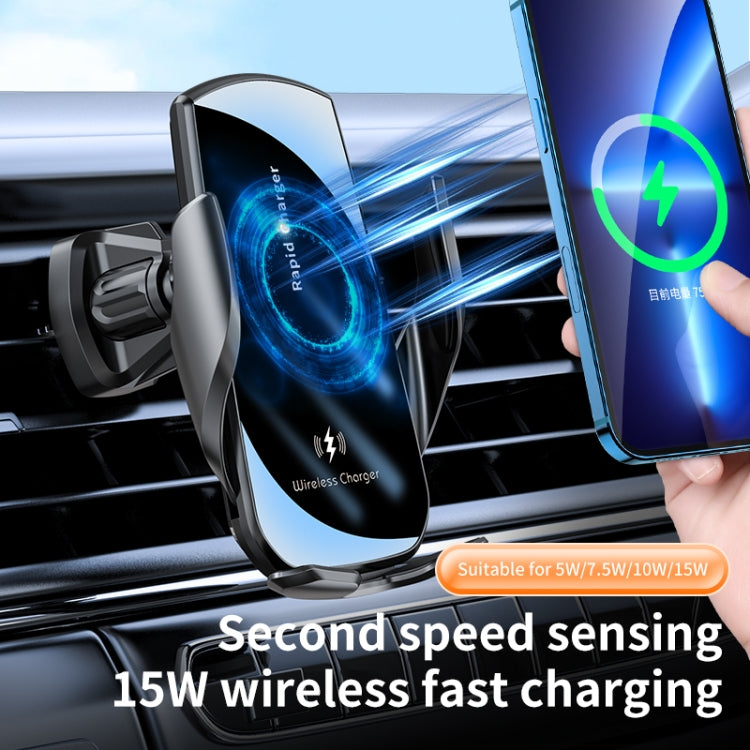 Supporto per telefono da auto con caricabatterie wireless a induzione intelligente V5 15W, V5 15W Black