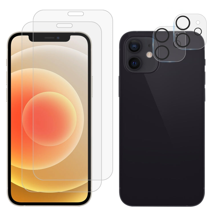 Pellicola per schermo in vetro temperato 2 pezzi 0,26 mm 9H 2,5D con protezione per obiettivo 2 pezzi, For iPhone 14, For iPhone 14 Plus, For iPhone 14 Pro, For iPhone 14 Pro Max, For iPhone 13 mini, For iPhone 13, For iPhone 13 Pro, For iPhone 13 Pro ...