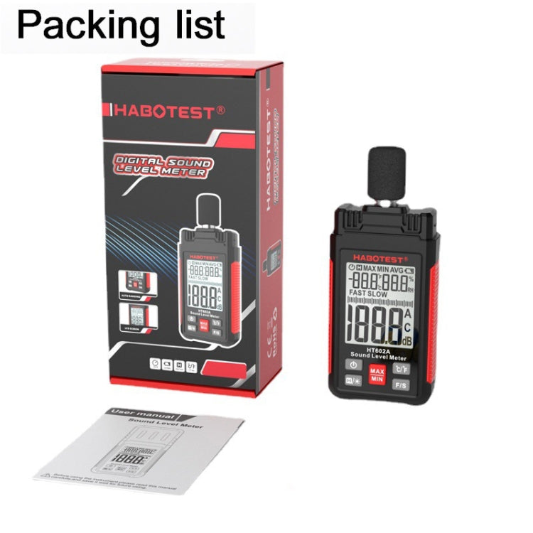 HABOTEST HT602A Tester digitale multifunzione per decibel di rumore, HT602