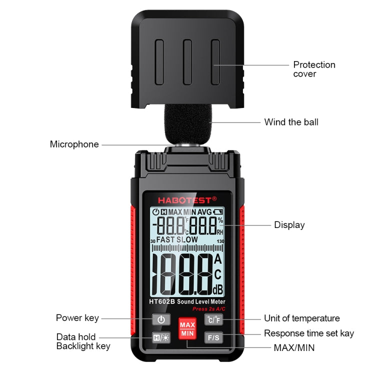 Tester di decibel HABOTEST HT602B con display digitale