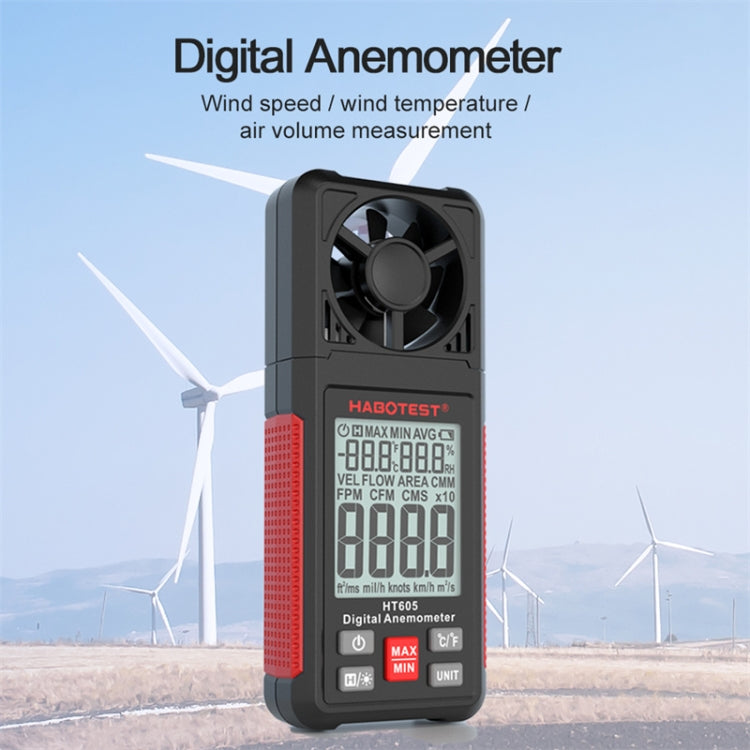 HABOTEST HT605 Intelligent Portable Wind Speed ​​Tester with Digital Display, HT605