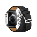 Cinturino per orologio in acciaio inossidabile con doppio anello in vera pelle, For Apple Watch Ultra 49mm / Series 8&7 45mm, For Apple Watch Series 8&7 41mm