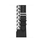 Cinturino per orologio in acciaio inossidabile con doppio anello in vera pelle, For Apple Watch Ultra 49mm / Series 8&7 45mm, For Apple Watch Series 8&7 41mm