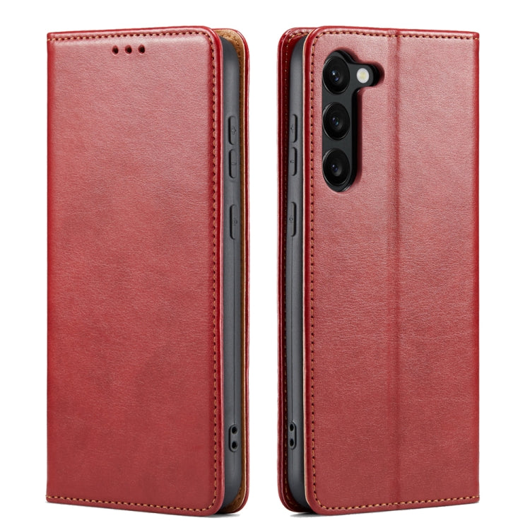 Fierre Shann PU Custodia per telefono in vera pelle con texture in pelle, For Samsung Galaxy S23+ 5G, For Samsung Galaxy S23 Ultra 5G