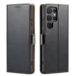 Fierre Shann PU Custodia per telefono in vera pelle con texture in pelle, For Samsung Galaxy S23+ 5G, For Samsung Galaxy S23 Ultra 5G