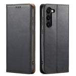 Fierre Shann PU Custodia per telefono in vera pelle con texture in pelle, For Samsung Galaxy S23 5G