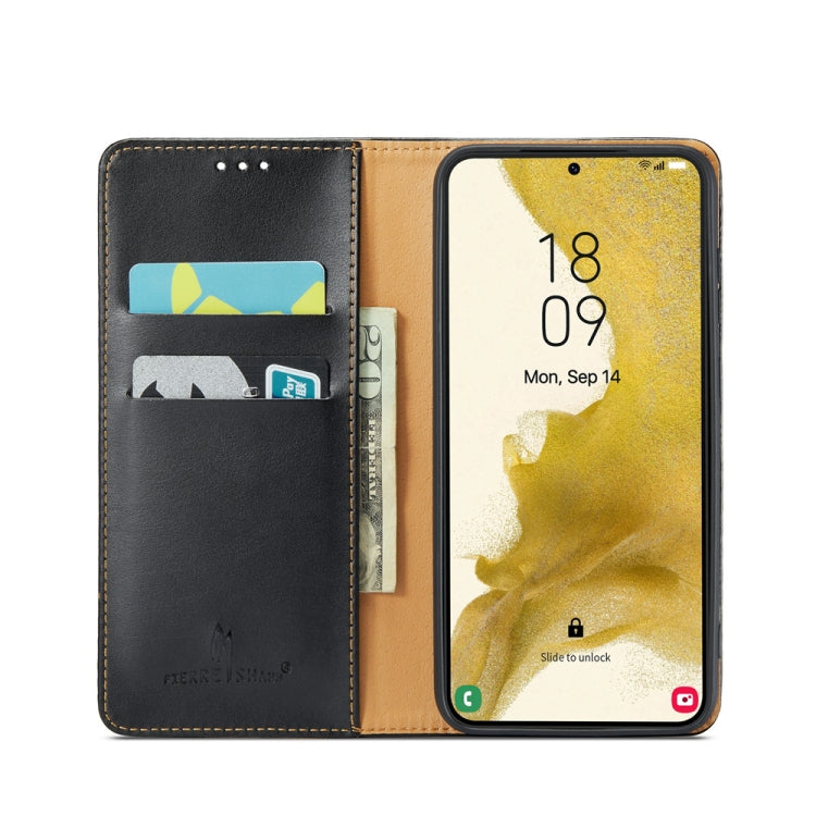 Fierre Shann PU Custodia per telefono in vera pelle con texture in pelle, For Samsung Galaxy S23 5G