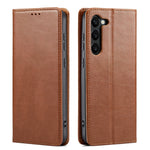Fierre Shann PU Custodia per telefono in vera pelle con texture in pelle, For Samsung Galaxy S23 5G