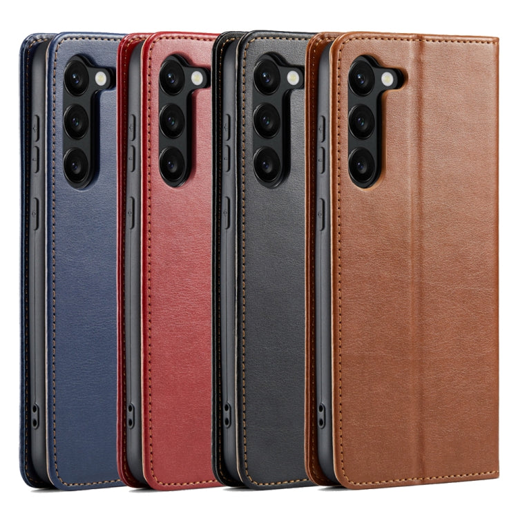 Fierre Shann PU Custodia per telefono in vera pelle con texture in pelle, For Samsung Galaxy S23 5G