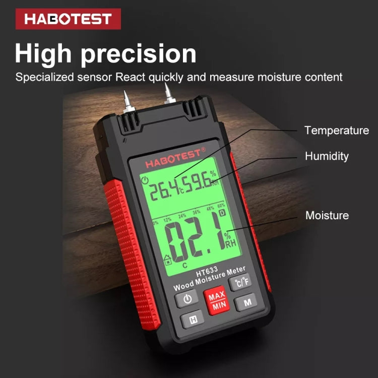 HABOTEST HT633 Rilevatore umidità legno digitale portatile