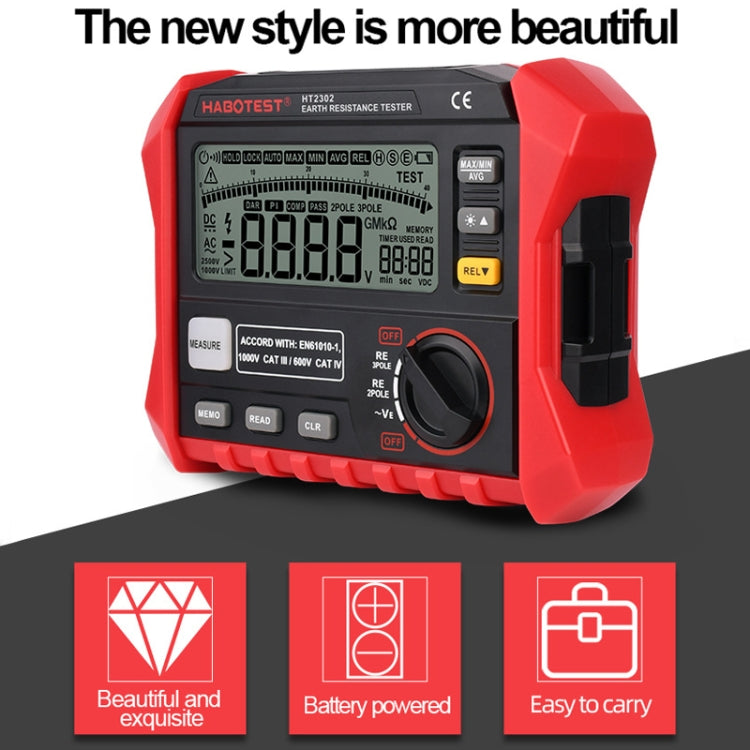 HABOTEST HT2302 Multifunctional Digital Display Earth Ground Resistance Tester,HT2302