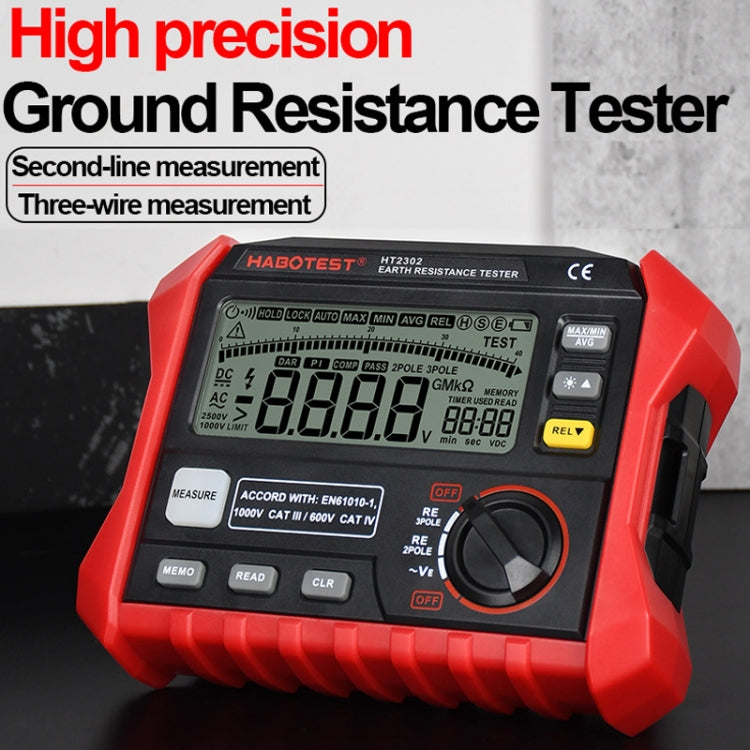 HABOTEST HT2302 Tester di resistenza di messa a terra con display digitale multifunzionale, HT2302